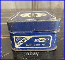 Vintage 1930s Chevrolet Parts Lamp Bulb Kit Complete With Content In Tin Box CLEAN