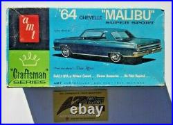 Vintage Amt 1964 Chevy Chevelle Malibu Ss 1/25 Model Kit Complete Unbuilt