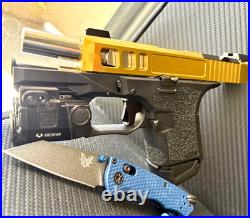 Zaffiri Glock 26 Gen 3 Slide RMR Optics Cut Complete Gold G26 Upper +FREE KNIFE