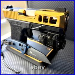 Zaffiri Glock 26 Gen 3 Slide RMR Optics Cut Complete Gold G26 Upper +FREE KNIFE