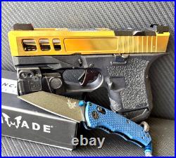 Zaffiri Glock 26 Gen 3 Slide RMR Optics Cut Complete Gold G26 Upper +FREE KNIFE Zaffiri Glock 26 Gen 3 Slide RMR Optics Cut Complete Gold G26 Upper +FREE KNIFE